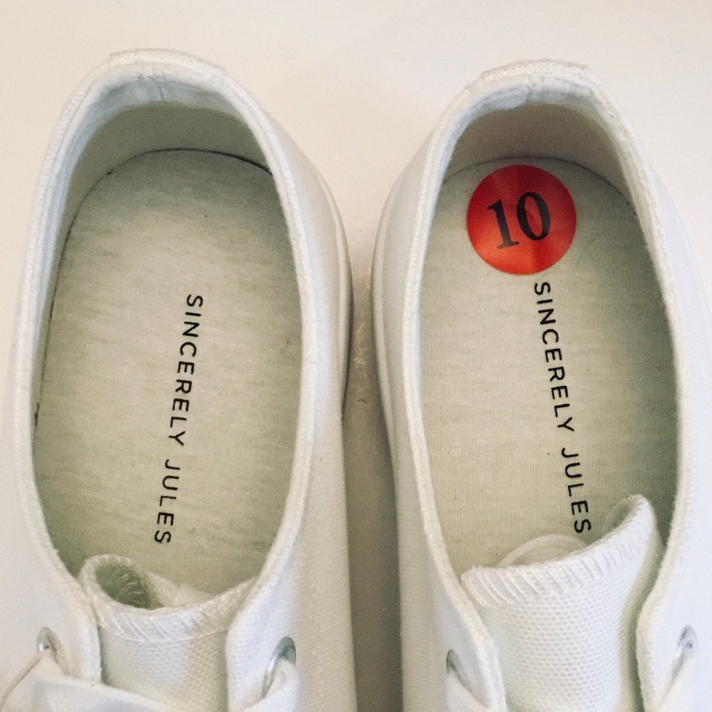 SINCERELY JULES VASCO White Canvas Platform Sneakers Low Cut Lace-up Size-10 NEW - Picture 6 of 15